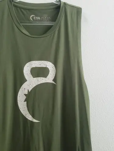 Zyia Active Olive Sleeveless Kettle Moon Muscle Tank Top