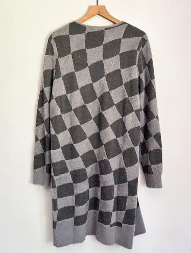 Simply Southern NEW  Plaid Open Midi Cardigan Sweater Gray Size L