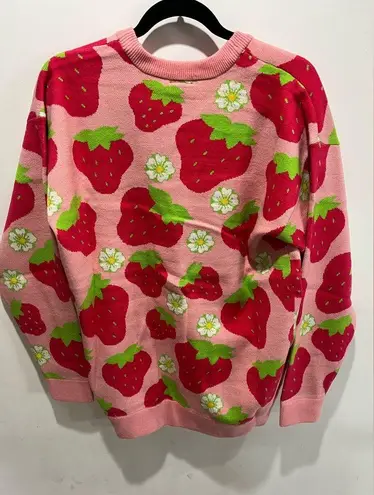 Strawberry Shortcake Allover Strawberry Print Women's Cardigan (Medium)