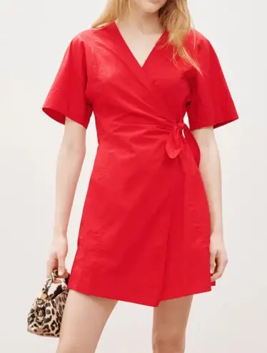 Ganni red Mini Wrap Dress Size 34 Small