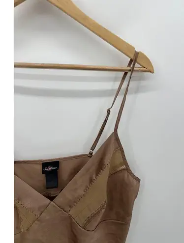 secret treasures Babydoll Tank Top Women Brown Satin Y2K 90s Bratz Sexy Large