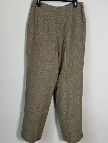 Dana Buchman Women's Size 12 High Rise Plaid Wool Blend Trouser Dress Pants Tan