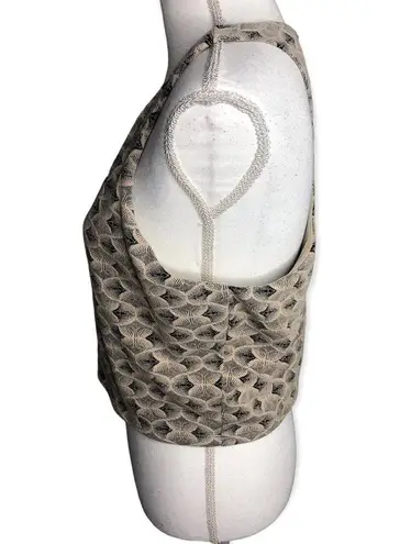 Free Press  Beige / Black Patterned Sleeveless Crop Tank Top