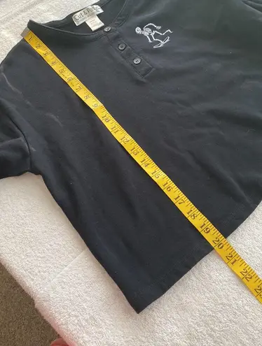 Cut & Paste crop top sweatshirt long sleeve embroidered skeleton skating Sz Med