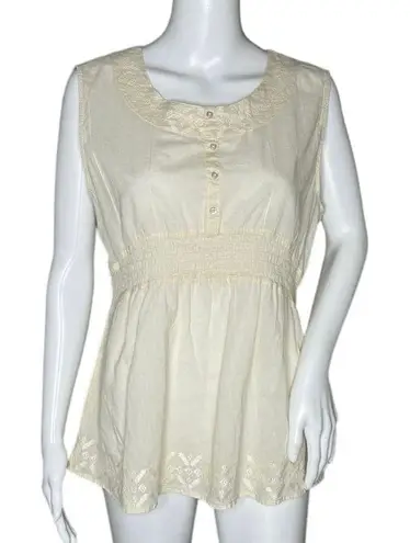 Bit & Bridle  Shirt Womens Large Cream Babydoll Romantic Neutral Bohemian Peasant thumbnail 1
