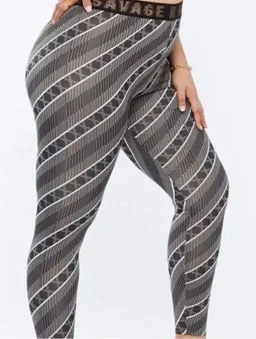 Savage X Fenty Jersey Leggings Grey Black Women’s XL Gray