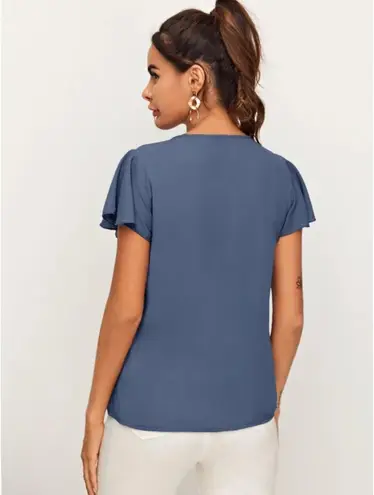 SheIn Pearl Beaded Flutter Sleeve Top