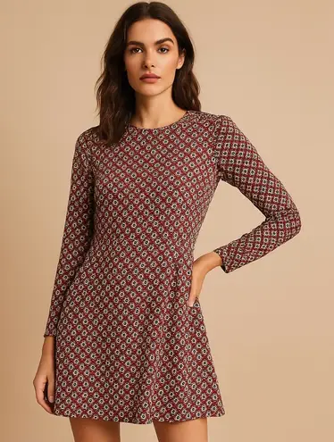 H&M Chic Geometric Long Sleeve Mini Dress Size 6