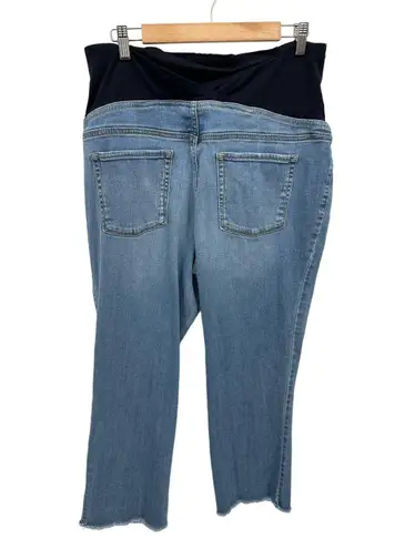 Isabel Maternity Womens Straight Crop Distressed Raw Hem Straight Leg Loose 16