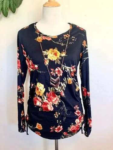DueTime Maternity Navy Floral Long Sleeve Shirt M Size undefined