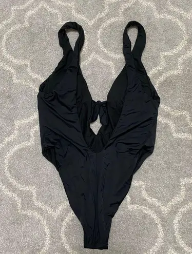 The Bikini Lab Black Tie-Front One-Piece Swimsuit – Size M
