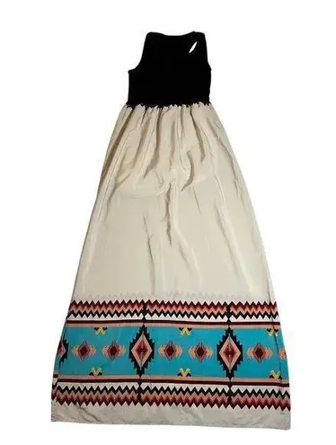 Women's Sleeveless Aztec Print Maxi Dress Size X