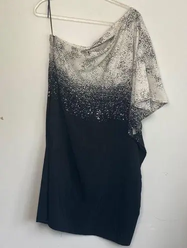 H by Halston | Black/White One Shoulder Dress sz large