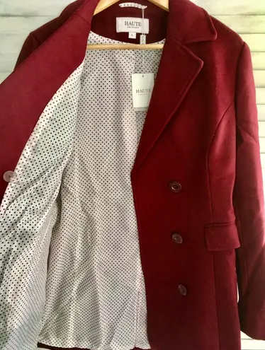 Double Breasted Wool Coat, Large Red
