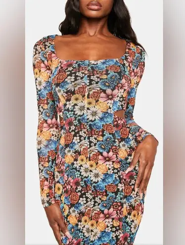 AFRM Bohemian Women’s Multicolor Floral Mesh Midi Body