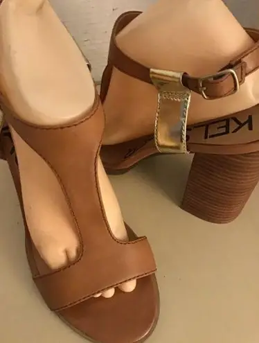 Kelsi Dagger Kelsi women chestnut brown leather heel sandals US 10