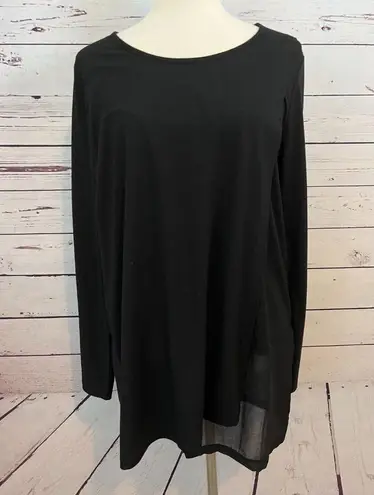 Soft Surroundings Tunic Long Sleeve Shirt Medium Black Sexy Sheer Layered womens