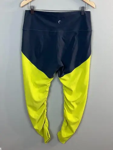 Zyia Leggings 14 16 Neon Yellow Parallel Luxe High Rise 7/8 Ruched Ribbed Active