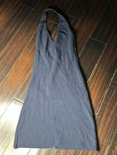 Los Angeles Apparel Knit ribbed halter dress low back casual basic summer