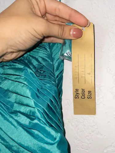 Mac Duggal NWT Teal Bow Detail Mini Strapless Dress Size 6