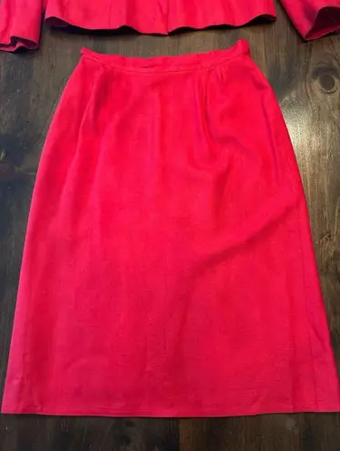 Harvé Benard Harve Benard Vintage Red Jacket Skirt Suit Set White Buttons Made In Italy Sz 12