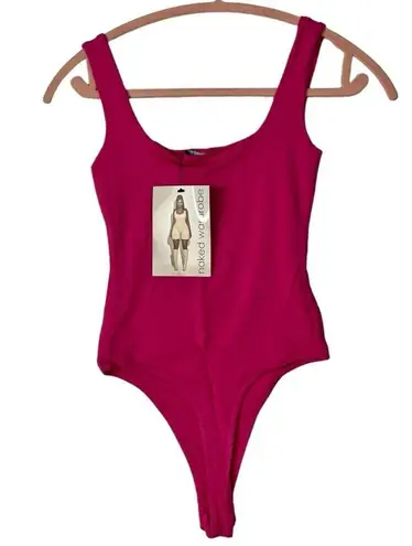 Naked Wardrobe Sculpted Seamless Tank Thong Bodysuit Raspberry Pink Size XS NEW