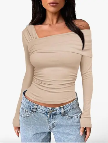 Amazon Tan Long Sleeve Crop Top