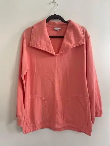 Soft Surroundings Women's Coral Cotton Collared Pullover Tunic w Pockets Size M