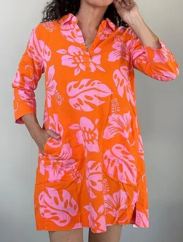 Sleepy Jones Aloha Jane Tunic Dress mini in Aloha Floral orange pink Sz XS