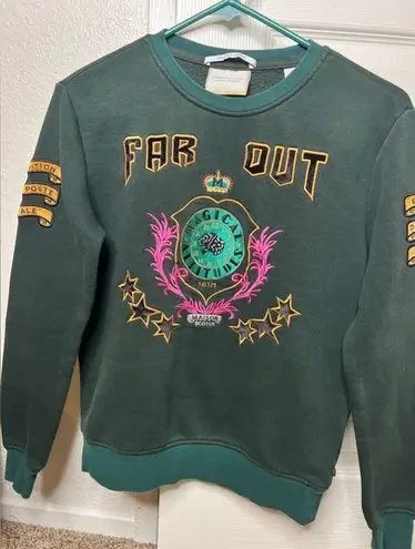 Scotch & Soda Far Out Green Crewneck Embroidered Sweater Sweatshirt Size XS Used