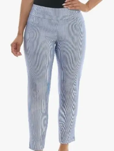 Zac & Rachel 2X Blue White Striped Pullon Ankle Pants with Millennium Fabric Size XXL