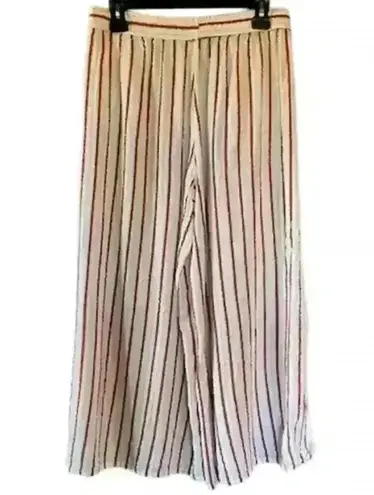 ONIA Women's Red, White, and Metallic Wide Leg Side Slit Pants, Size Medium