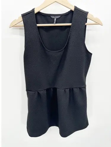 Daisy Fuentes Solid Black Scoop Neck Sleeveless Peplum Top Women's Size Small S
