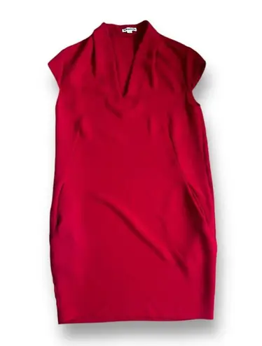 Whistles Paige V Neck Crepe Dress Red Pockets Size 6