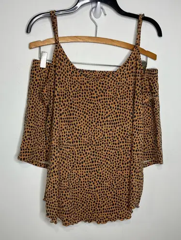 Lates cami tank top & shorts pajama set tan with black dots women’s size large Brown