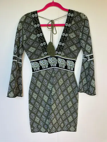 Torn By Ronny Kobo Ronny Kobo Oriana elephant jacquard knit mini dress size XS extra small