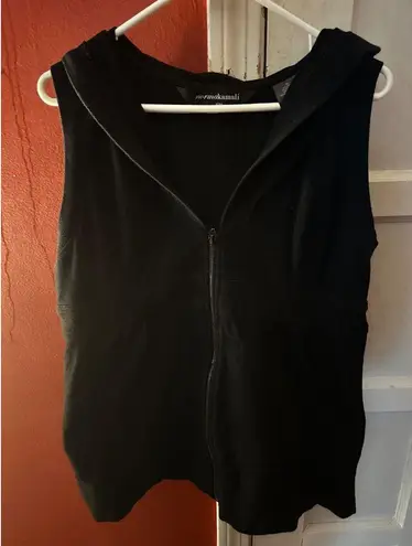 Norma Kamali Black Sleeveless Zip Hoodie