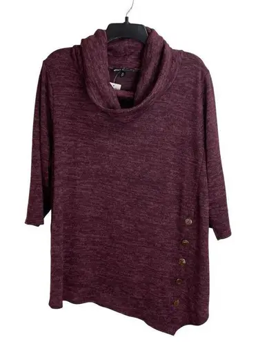 Star Vixen Burgundy Stretch Asymmetrical Lightweight Tunic Sweater Size 1X Red