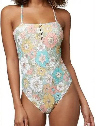 O'Neill  Praia Wildflower Cheeky One-Piece Swimsuit criss cross square neck