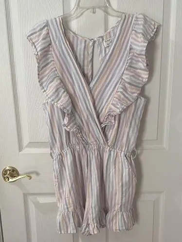 Vintage Havana Pink and Blue Ruffle romper size large