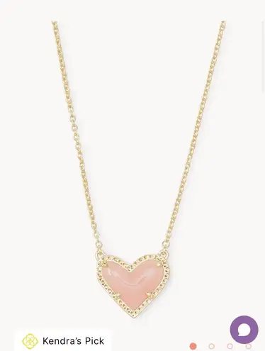 Kendra Scott Ari Heart Gold Pendant Necklace in Rose Quartz