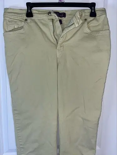 Gloria Vanderbilt Cotton Spandex Amanda Yellow Splashy Logo Pockets Pants Sz 12