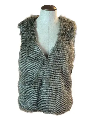 JACK by BB Dakota Women's M Faux Fur Vest Gray Animal Print 70s Vibe Western NWT