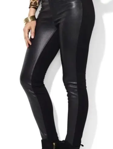 Ralph Lauren Lauren  PANELED FAUX-LEATHER LEGGINGS in BLACK sz 2.