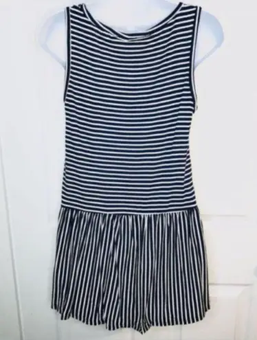 Modcloth  Stripe Ruffle Tank Top In Every Direction Knit Navy Blue Cream White S