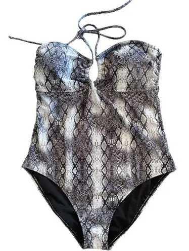 Rachel Roy RACHEL Women's Standard Ruched Halter One Piece Swimmer Sz L