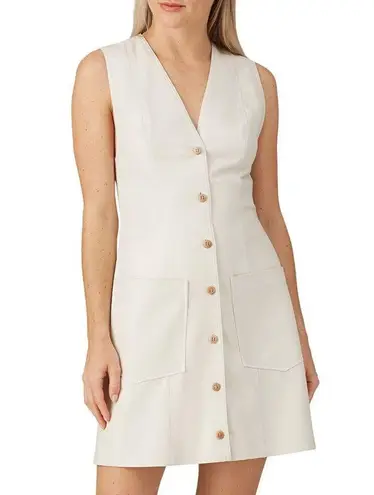 Nanushka Menphi Vegan Leather Buttoned Mini Dress, Size S, EXCELLENT Retail $495 Tan