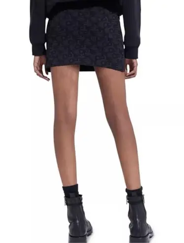 The Kooples NWT Jacquard Logo Black Stretch Mini Skirt, Medium