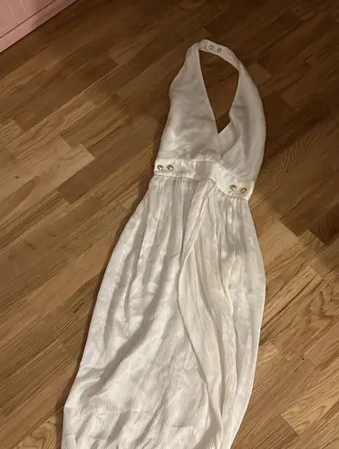 Balmain NWT silk halter backless white maxi dress