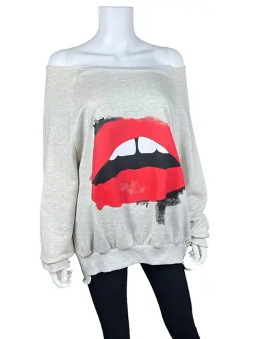 Rehab Lip Open Cutout Back Off the Shoulder Oversized Sweatshirt